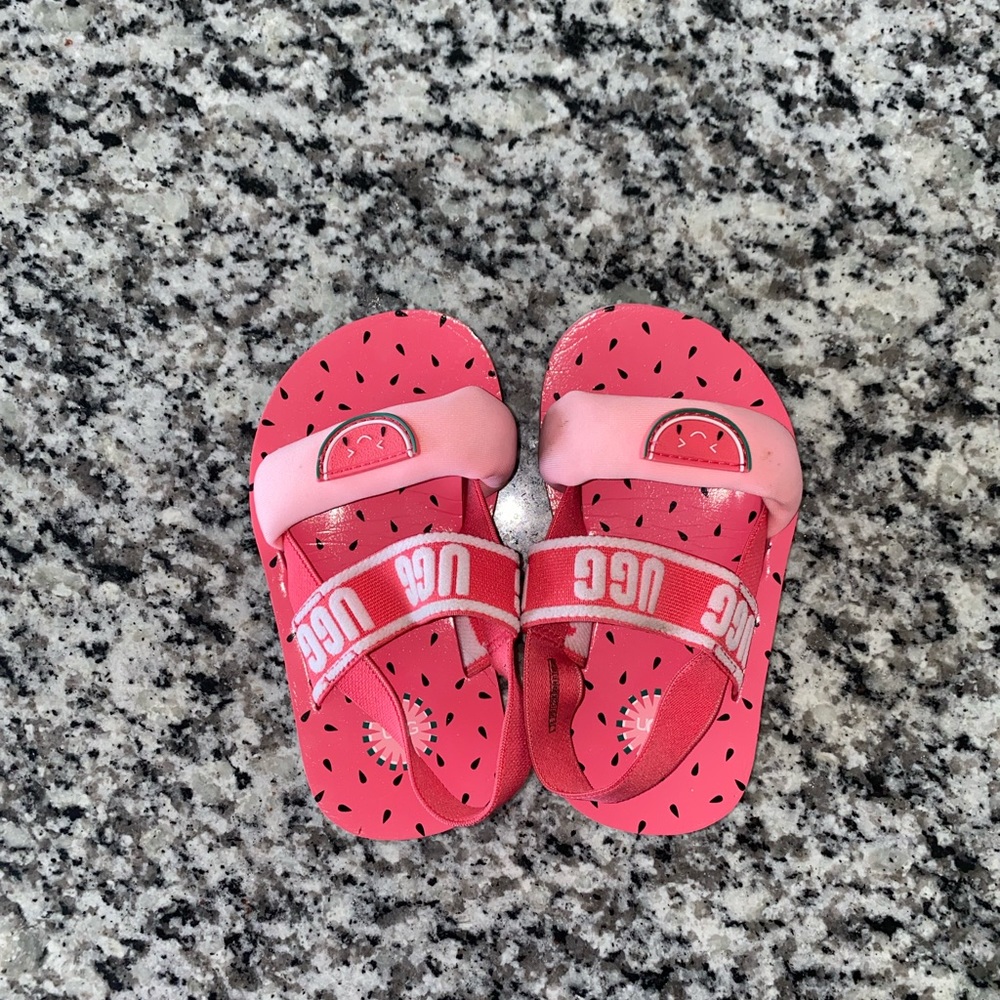 Kids Ugg watermelon slides. Size 8.